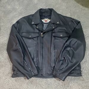 Mens Leather HD Black Nevada Jacket Coat 98122-98VM Size 2XL